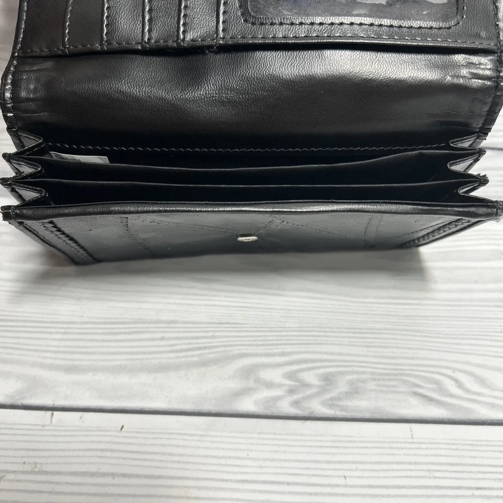 Vintage Brighton Black Heart Accent Tri-Fold Wallet Credit Card Folding Women